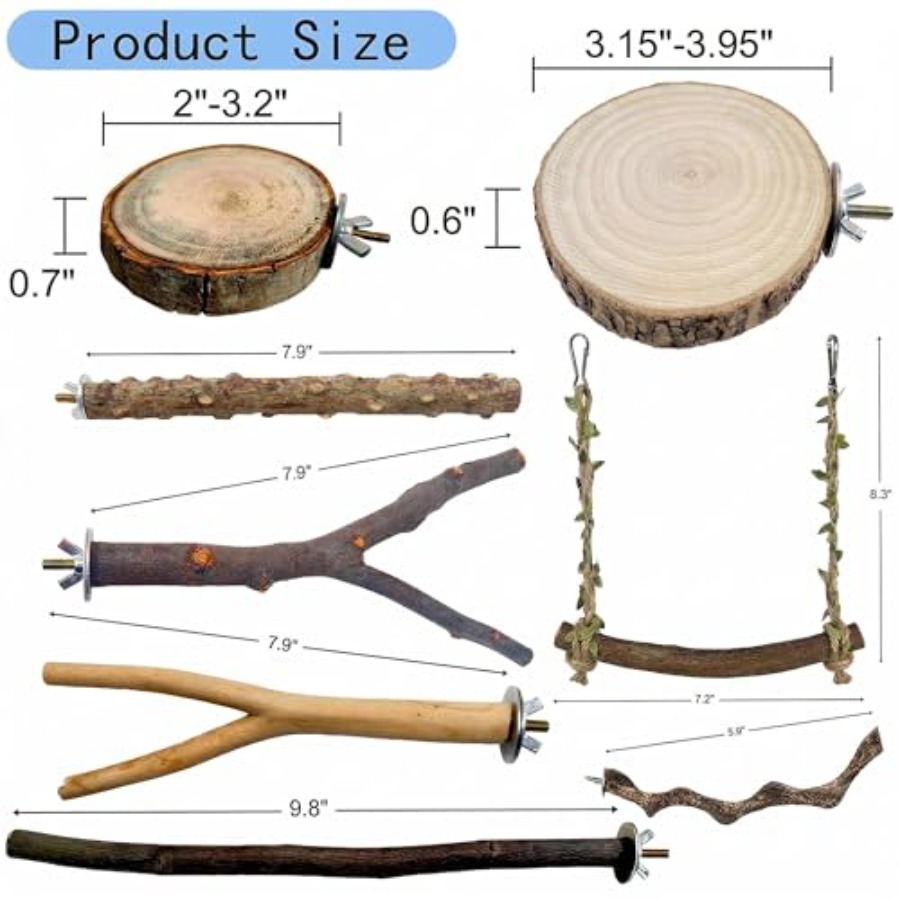 8PCS natural wood bird perches - Health & Wellness U Of T recension och pris